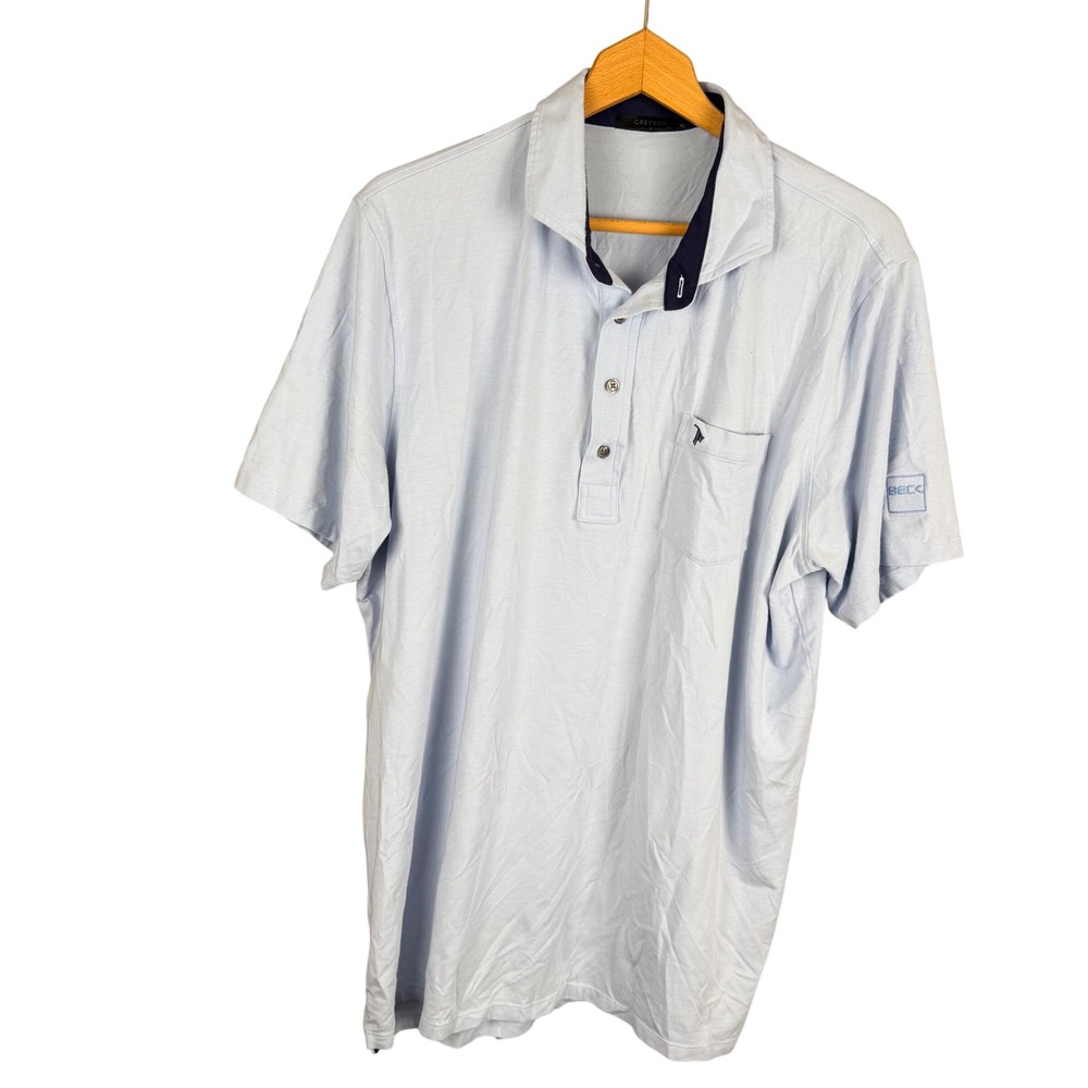 Greyson Clothiers Mens Light Blue Short Sleeve Wolf Logo Golf Polo Shirt XL